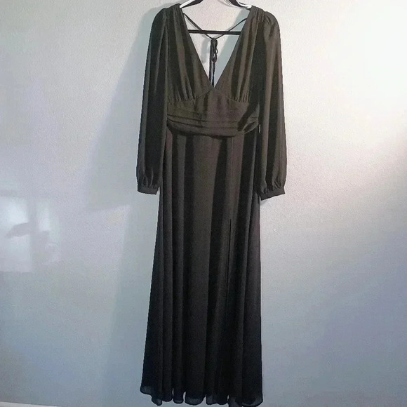 Lulus Love You So Black Long Sleeve Maxi Dress NWOT Size Large - Picture 1 of 13